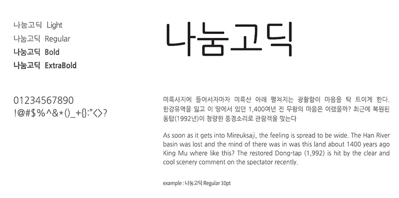 지정서체 나눔고딕